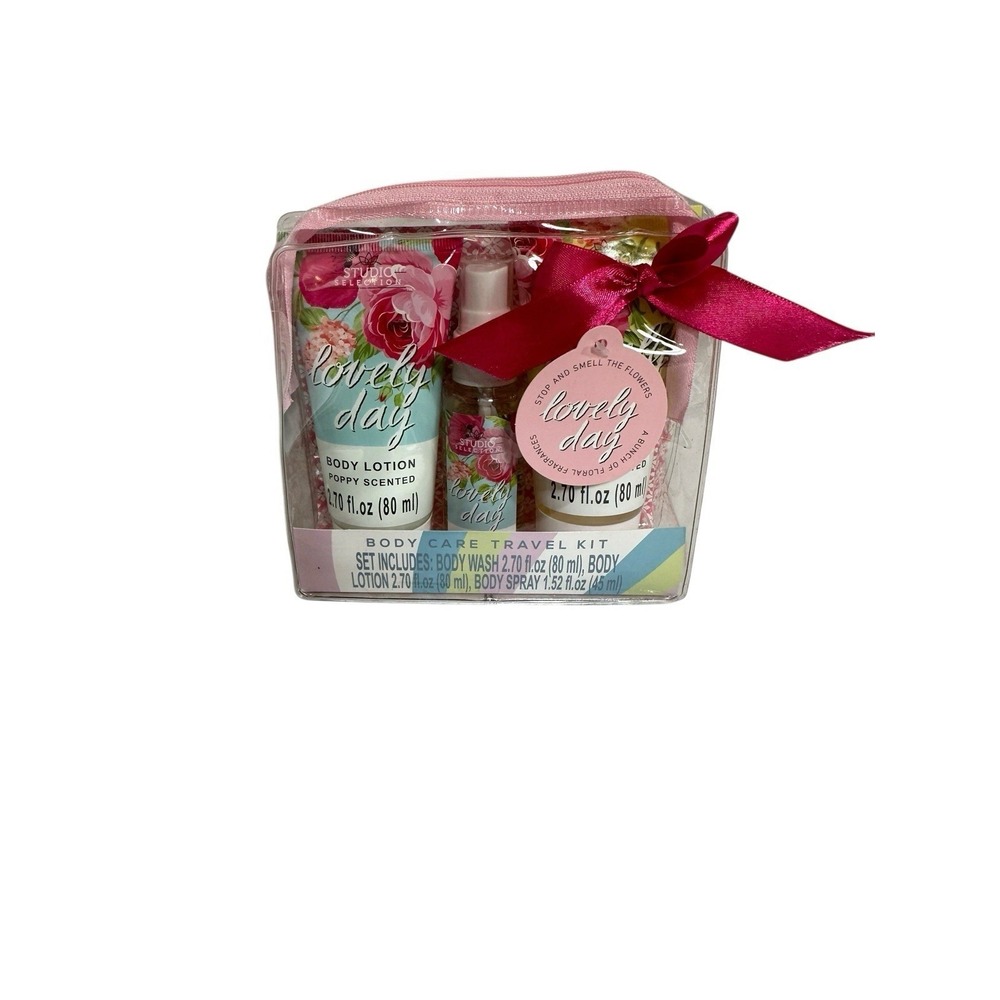 studio selection lovely‎ day gift set lotion spray body wash travel size